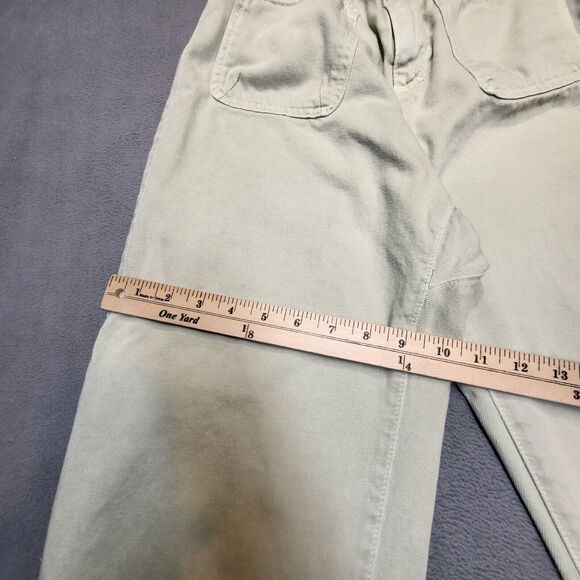 Zara Jeans Womens 4 Green Paper Bag Tapered Leg Denim Distressed - Picture 6 of 12